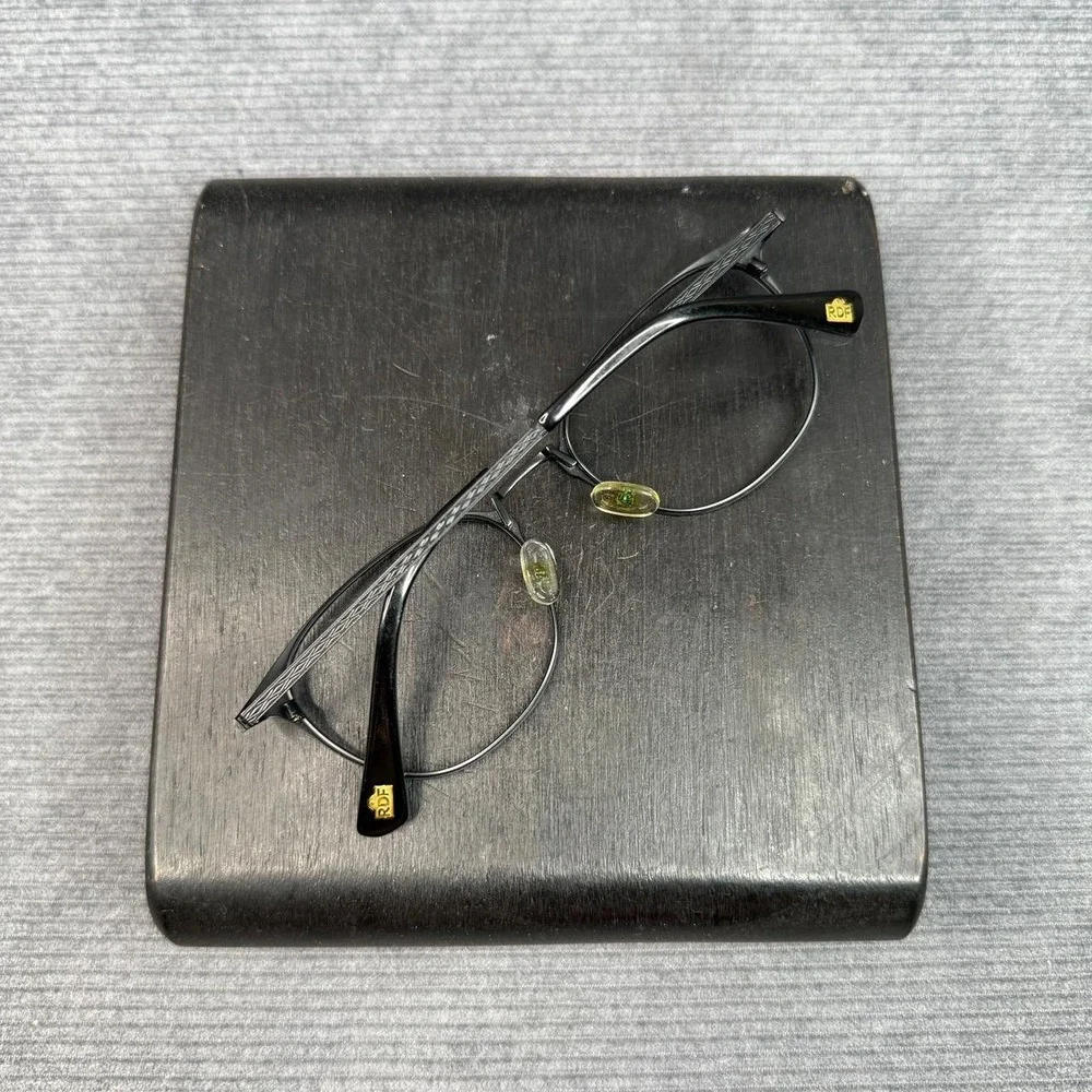 RUEDUFOU‎ Black Metal Round Eyeglasses Frames RDF Logo Y2k